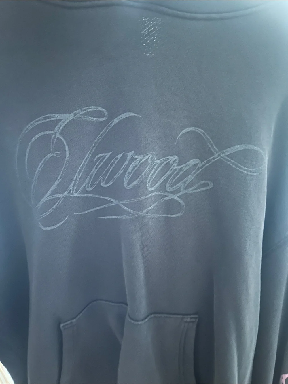 Elwood Black Hooded Sweatshirt with Pink Sleeve Design